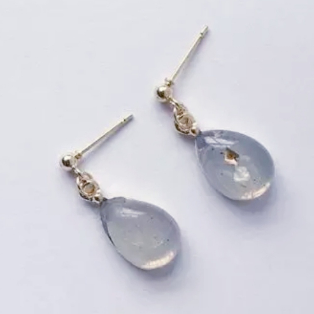 Semi Precious Teardrop Gentle Light Blue Earrings